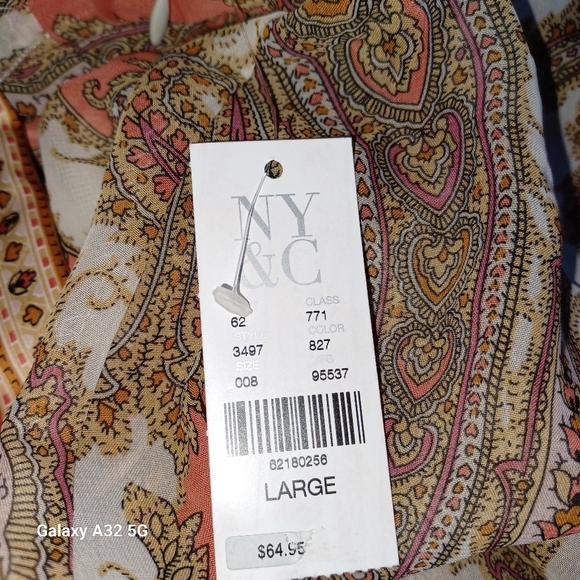 New York & Company New Dress Women Size L Multicolor Paisley Long Sleeve Dress - Picture 16 of 16